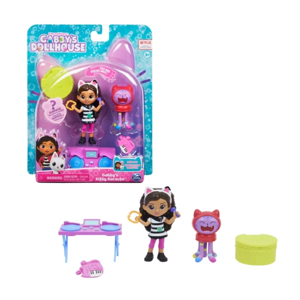 Gabby's Dollhouse Karaoke Cat-tivity set za igru prikaz ambalaže i figurica