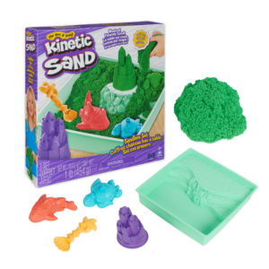 Kinetički pijesak Pješčanik s priborom zeleni set za igru prikaz ambalaže i sadržaja pakiranja