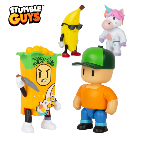 Stumble Guys akcijska figura 2pk prikaz nekoliko figura i pakiranja proizvoda