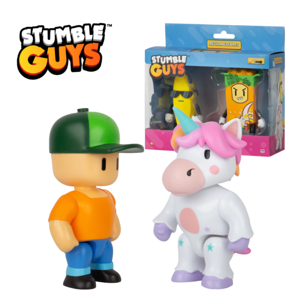 Stumble Guys akcijska figura 2pk prikaz nekoliko figura i pakiranja proizvoda