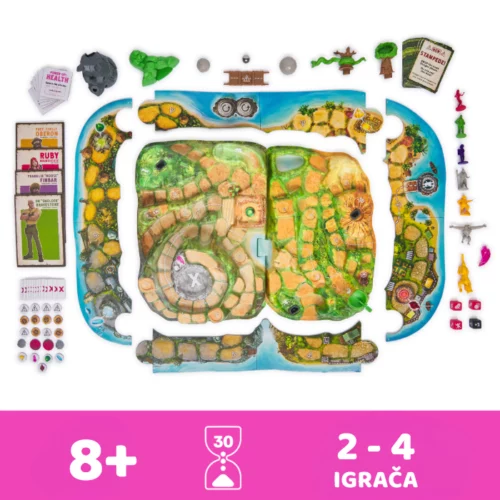 Jumanji Stampede obiteljska društvena igra s figurama i 3D pločom, na hrvatskom jeziku - Slika 5