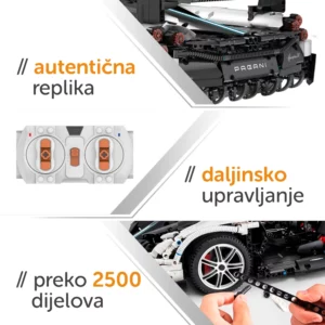 Rastar 1:8 Pagani Huayra BC veliki set kockica za sastavljanje vozila s daljinskim upravljačem - Slika 2
