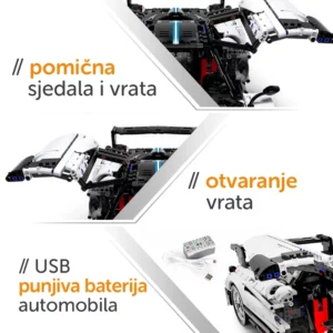 Rastar 1:8 Pagani Huayra BC veliki set kockica za sastavljanje vozila s daljinskim upravljačem - Slika 4