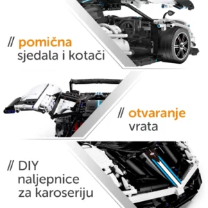 Rastar 1:8 Pagani Huayra BC veliki set kockica za sastavljanje vozila - Slika 4
