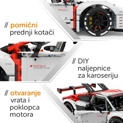Rastar 1:8 Audi R8 veliki set kockica za sastavljanje vozila - Slika 2
