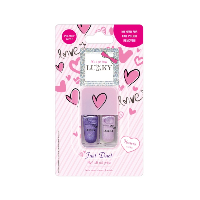Lukky peel off lak za nokte 2u1 Just Duet 2x4ml - ljubičasta